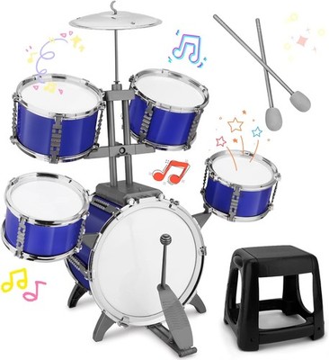 Upgraded Kids Drum Set for Toddlers 1-3 Plastic Musical Jazz Drum Instruments Ki