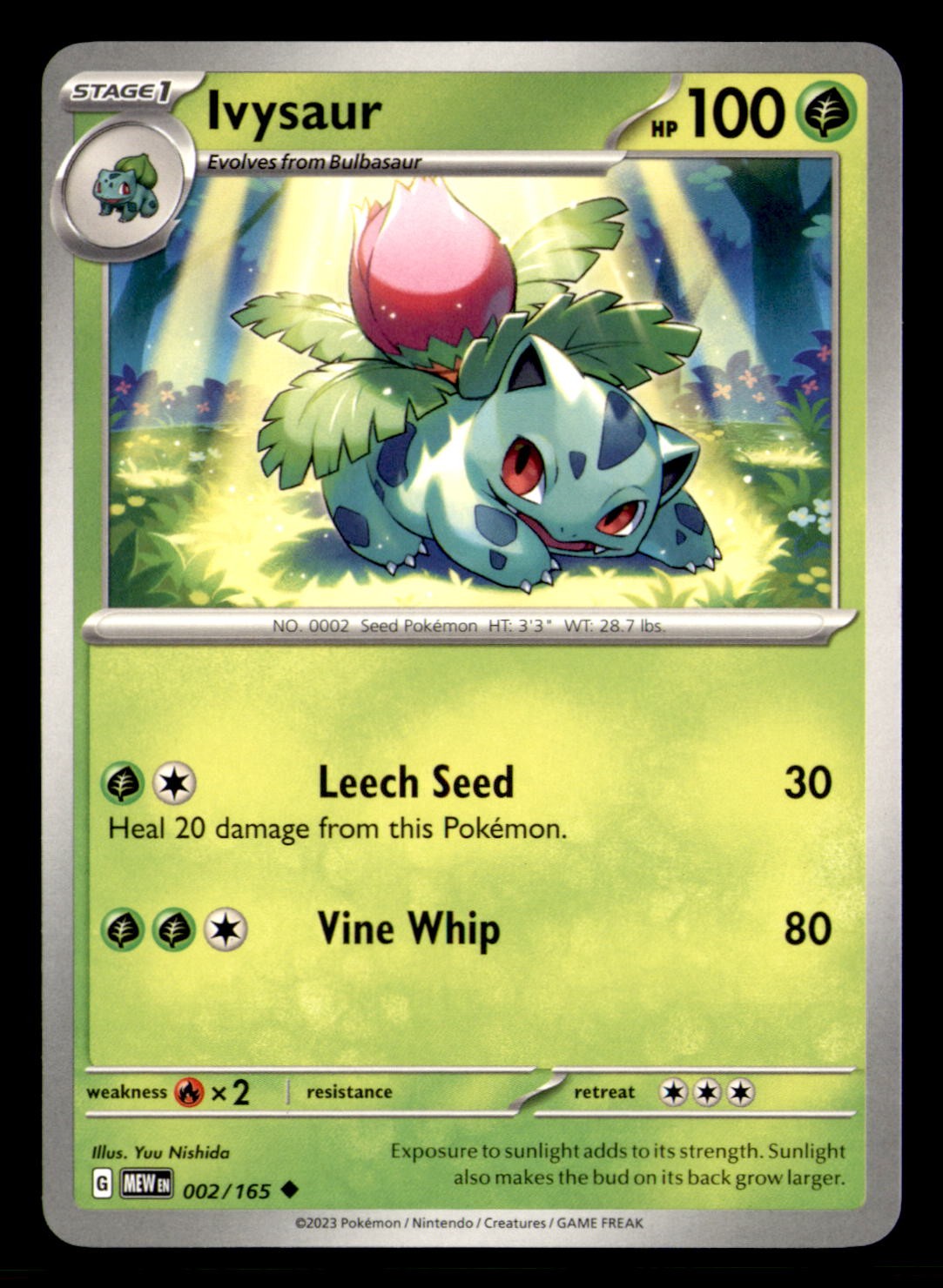 Ivysaur 002/165 Uncommon 151 Pokemon Near Mint