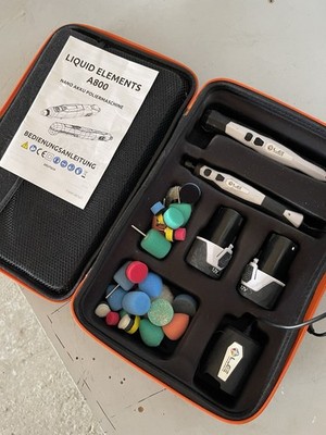 Liquid Elements A800 Pico Mini Akku 2in1 Poliermaschine inkl. 2 Akkus, Aufsätze
