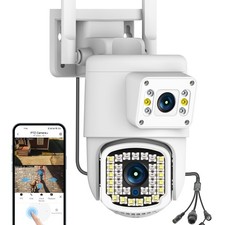 Dual Lens Outdoor PTZ Security Camera,4MP WiFi Surveillance Camera with Night...