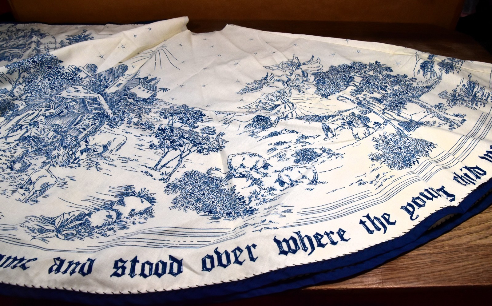 Unfinished Christmas Tree Skirt Design Ready for Completion