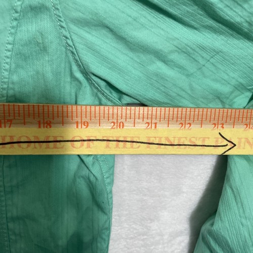 Guess Mens Button Shirt Teal Green Solid Medium Cotton Long Sleeve Collar - Picture 3 of 6