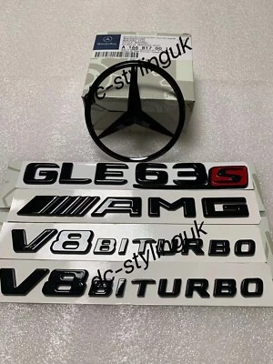 MERCEDES-BENZ Gloss Black Rear Boot Star Badge & Emblems for Mercedes GLE63s AMG W166 SUV ONLY