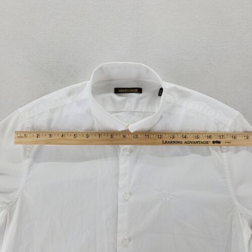 Roberto Cavalli Mens White Button Long Sleeve Dress Shirt Size 17.5 35/36 XL - Picture 5 of 14