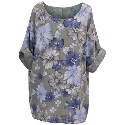 Damen Kurzarm Blumendruck Tops Damen 3D Blumen Pullover Bluse T-Shirts