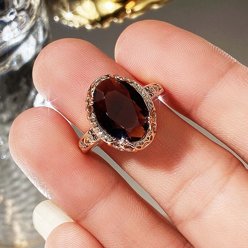 Women Elegant Yellow Gold Plated Rings 2 Colors Cubic Zirconia Jewelry Size 6-10 - Picture 4 of 12