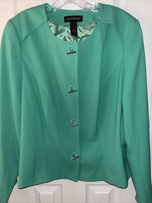 Lane Bryant Jacket Size 20 Lovely Green  Silver Toggles Tailored Elegant EUC