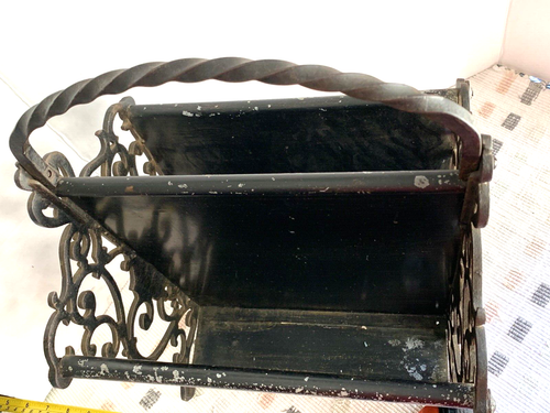 Vintage Wrought Iron Magazine Rack Art Deco Spanish Revival Antique Caddy Holder - Picture 4 of 12