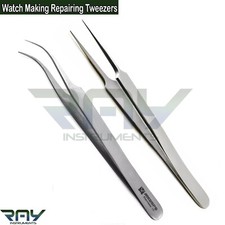 2 Pcs Professional Tweezers Jewellery Making Watch Maker Repairing Tools