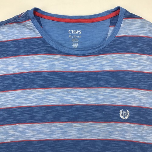 Chaps Mens Casual T Shirt Size XL Blue Striped - Picture 5 of 9