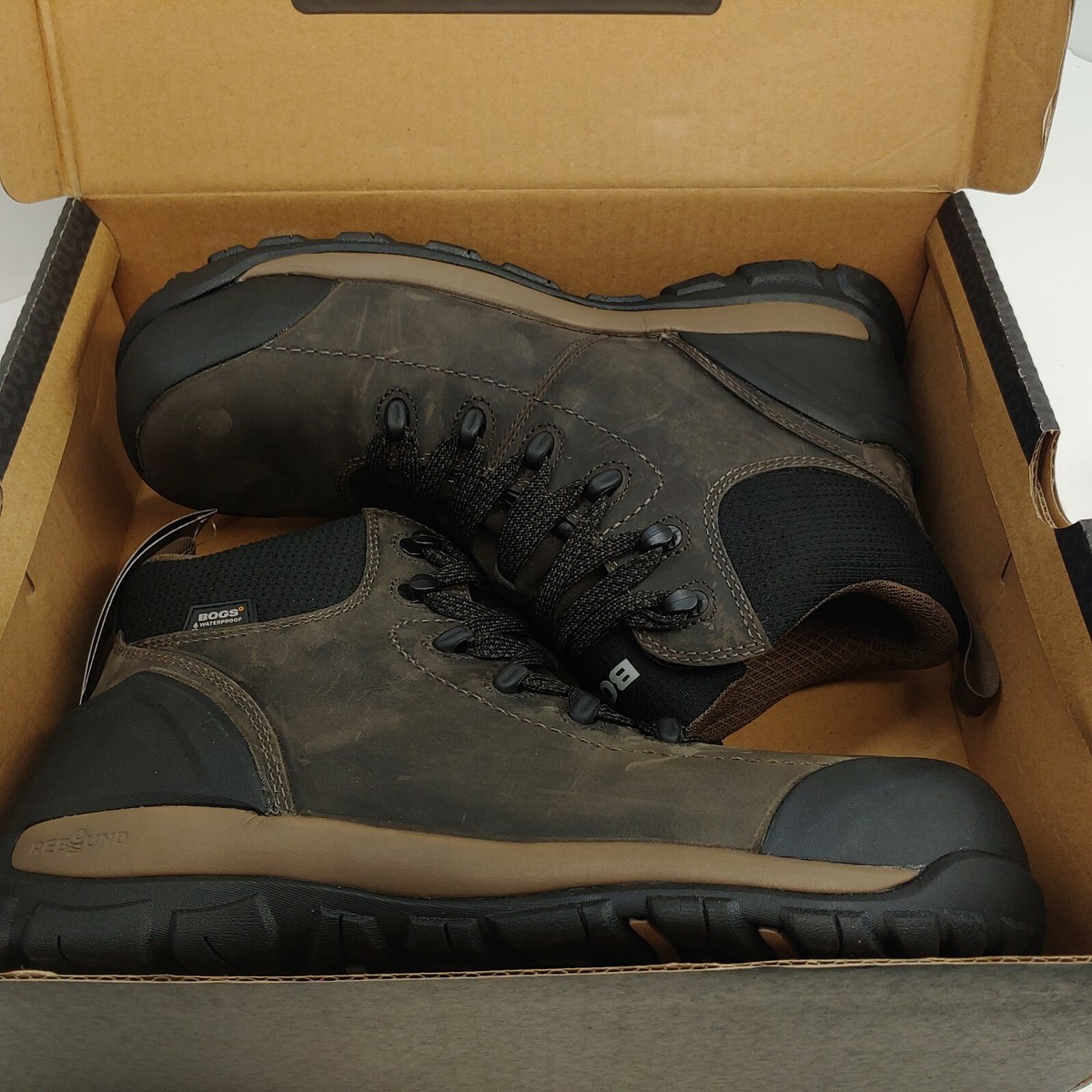 Bogs Foundation Mid Leather Work Boots Mens Size 14 Brown 