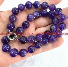 Natural Pretty 8/10/12mm Purple Amethyst Gemstone Round Beads Necklace 16-36in