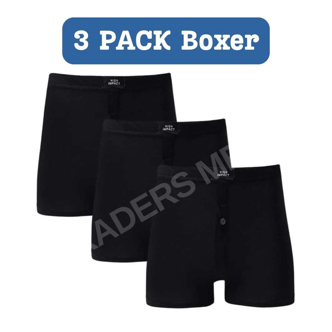3 Pack Black Boxer Shorts