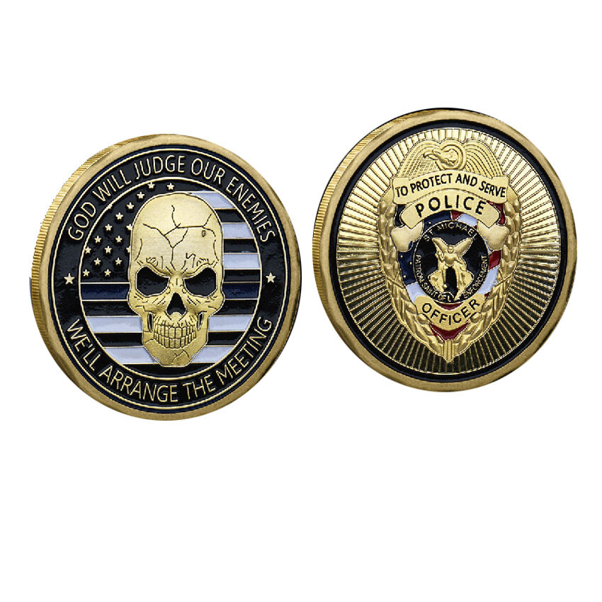 Badge Law Enforcement Protect US Police Officer Prayer Challenge Coin St Michael