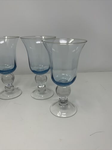 Vintage Set Of 4 Lenox Colore Blue Provencial Water Goblets EUC - Picture 2 of 5