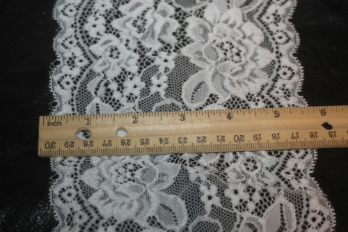 5 yards solid white GALLOON STRETCH textured lingerie LACE 5.75" Wide - Imagen 2 de 2