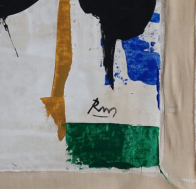 Robert Motherwell◾️美術絵画油絵 Robert Motherwell Signed Abstract Expressionist Oil Painting