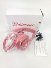 RED BUDWEISER On ear WIRELESS BLUETOOTH HEADPHONES with USB charger - NEW