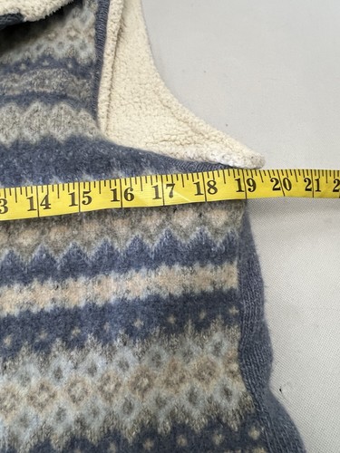 LL Bean Vest Women's Large Blue Hooded Sherpa Wool Blend Sherpa - Picture 7 of 8