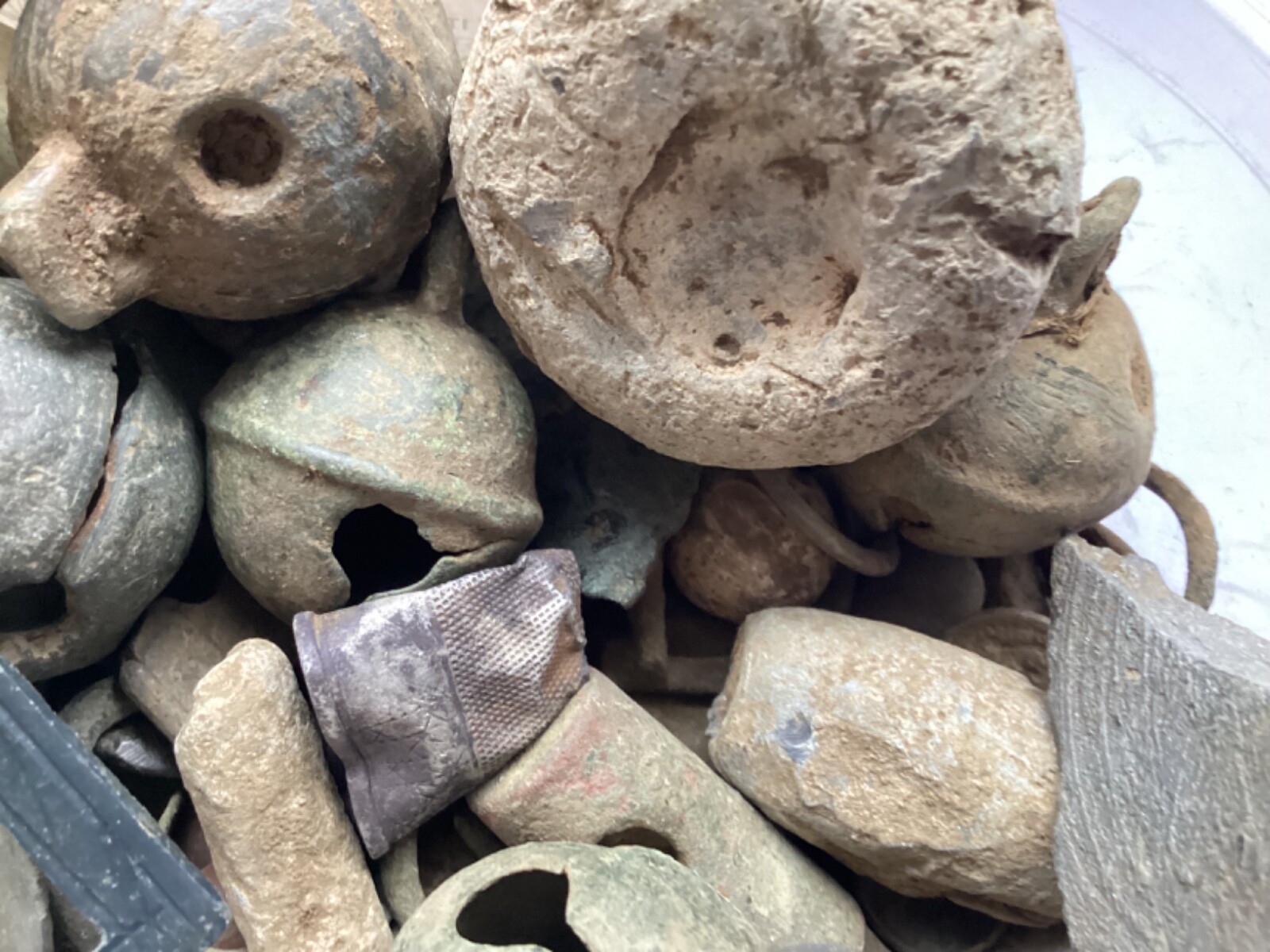 Metal Detector Medieval Modern Job Lot Finds Crotal Bells Pot Leg