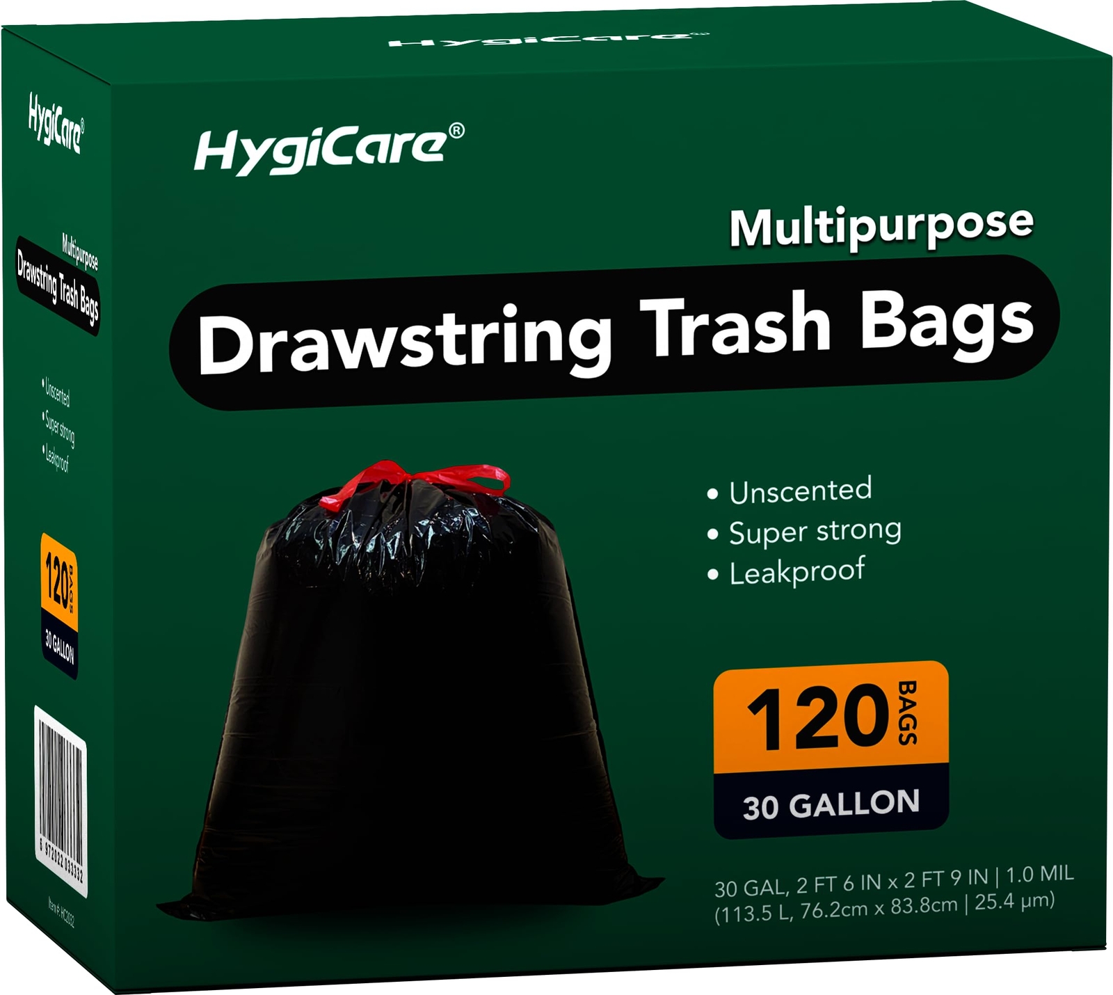 Ultra Strong 30 Gallon Trash Bags, Unscented 120 Count Drawstring Garbage Bag...