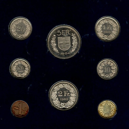 Coin Sets of All Nations Switzerland 1983-1985 UNC 5 Francs 1984 2 Francs 1983 - Picture 4 of 4