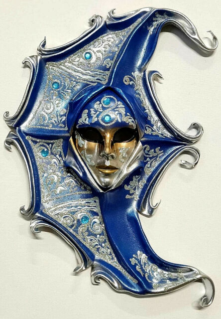 Luna - Maschera veneziana artigianale in ceramica e cuoio