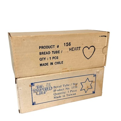 Pampered Chef Bread Tube New in Box Star Heart Discontinued Set of 2 Vintage