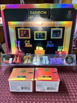 LOT 6 RAINBOW HIGH MINI ACCESSORIES SHOES HEELS BEAR SLIPPERS + 1 Shoe 1 Handbag