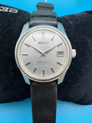 Vintage King Seiko 4402-8000 Hand winding Silver Men's Watch Very Good
