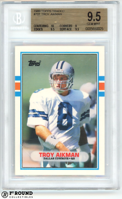 Troy Aikman RC BGS 9.5: 1989 Topps Traded Rookie Card | eBay