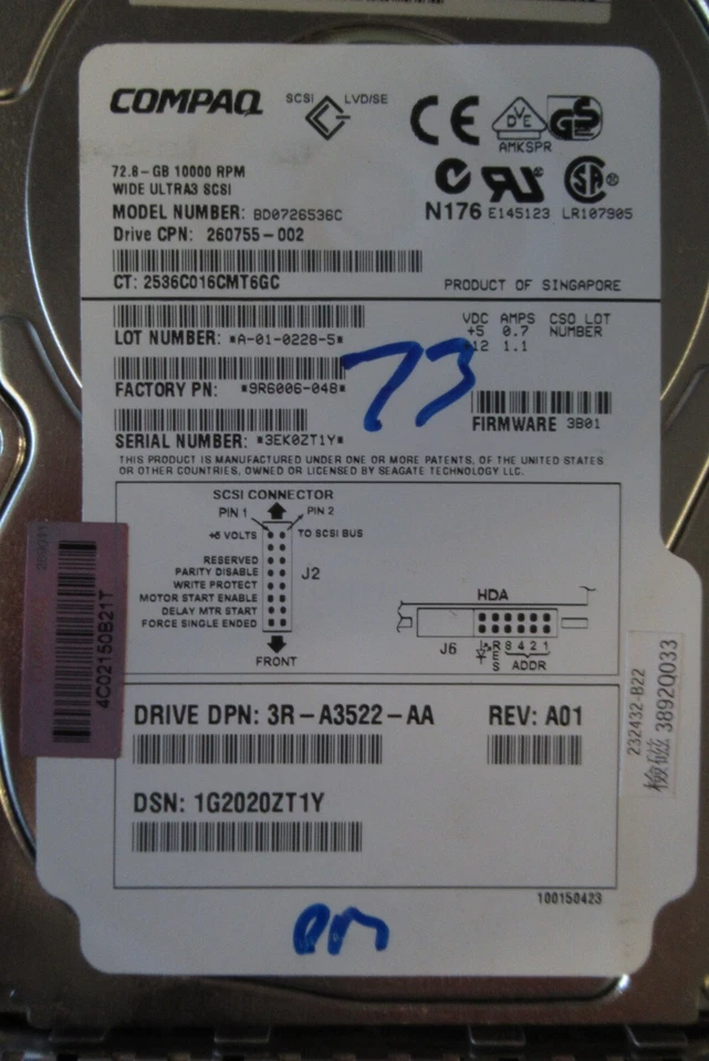 Compaq BD0726536C 73Gb 10k HDD with ProLiant Caddy, 260755-002 233349-001 - Image 4 of 4