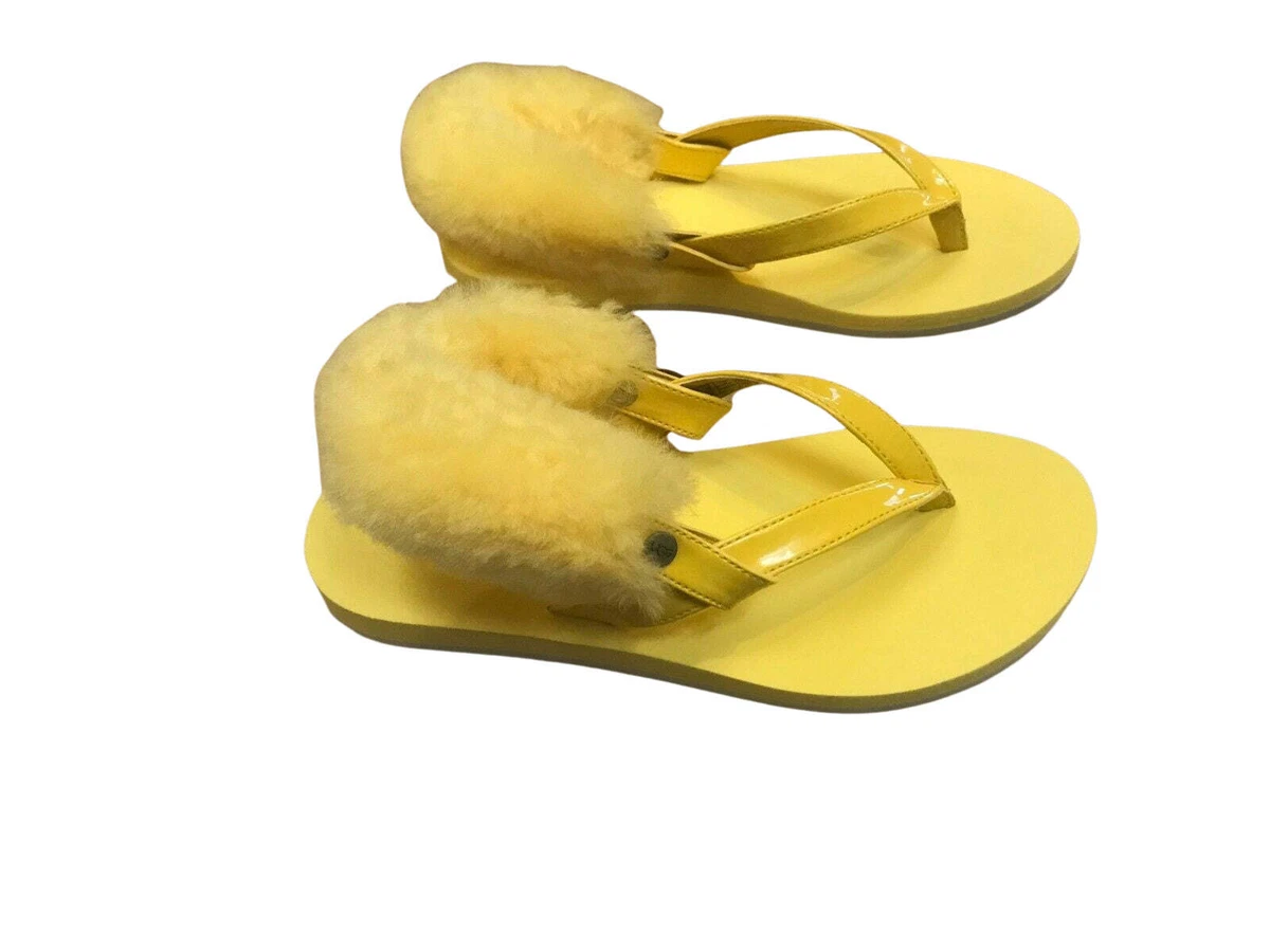 NIB by UGG LAALAA Big Girl s Flip Flop Sandals Lemon Yellow LYLL