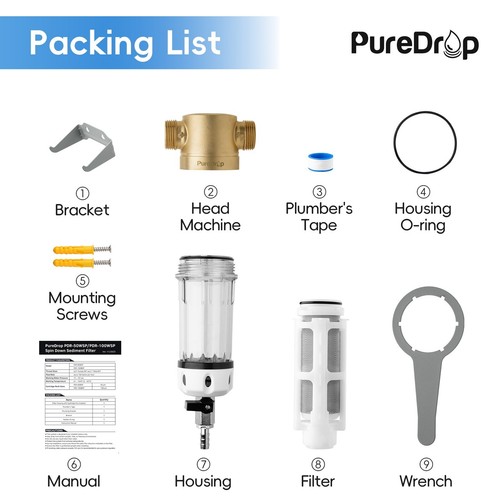 PureDrop PDR-100WSP Spin Down Sediment Filter, Whole House Sediment Water Filter - 第 7/7 張圖片