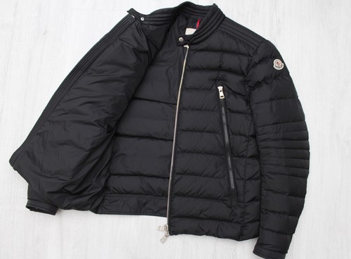 Men's MONCLER Amiot Quilted Down Puffer Jacket Biker RARE Black 5 fits M/L - Picture 8 of 17