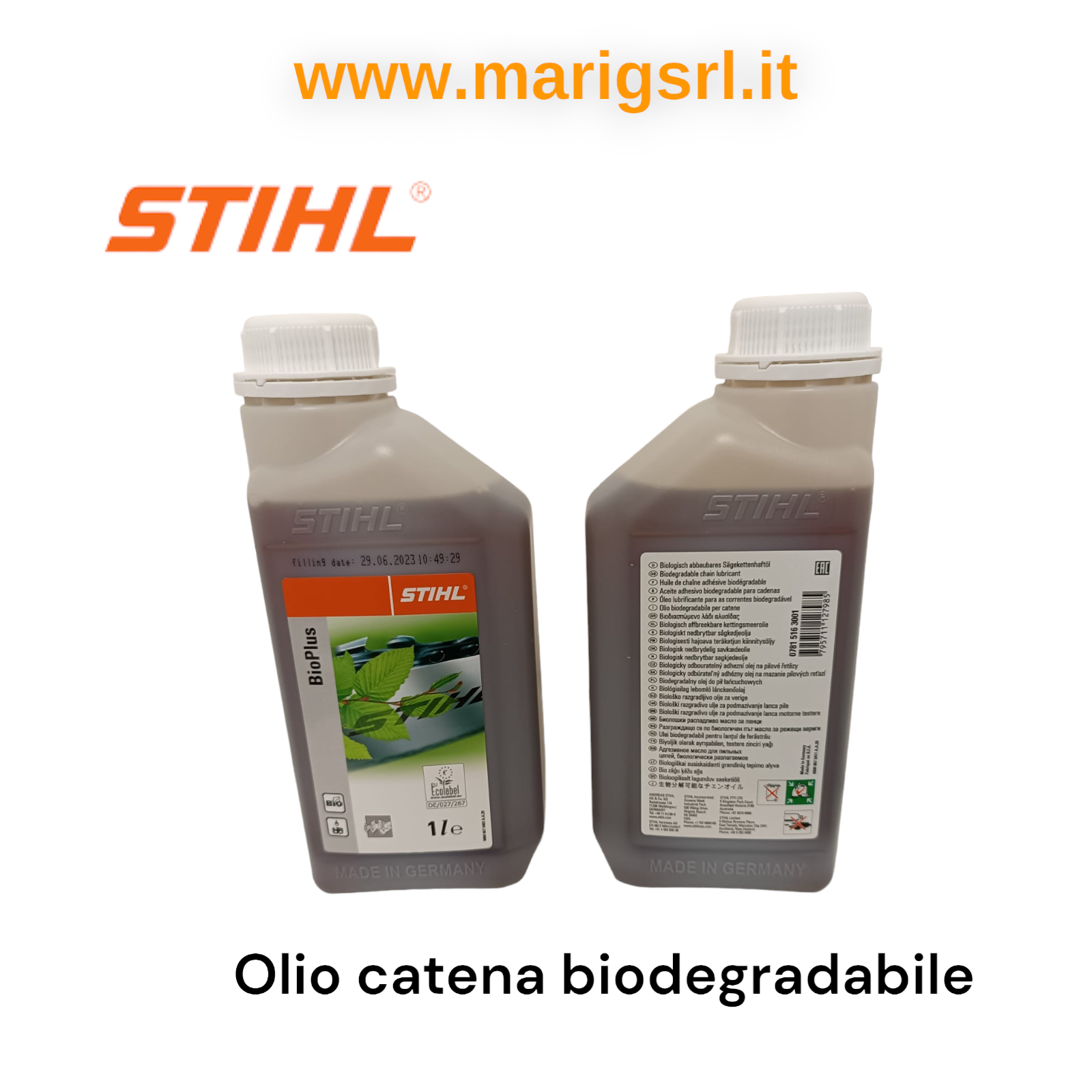Olio STIHL BIO plus lubrificante protettivo per catena motosega Tanica 1 litro