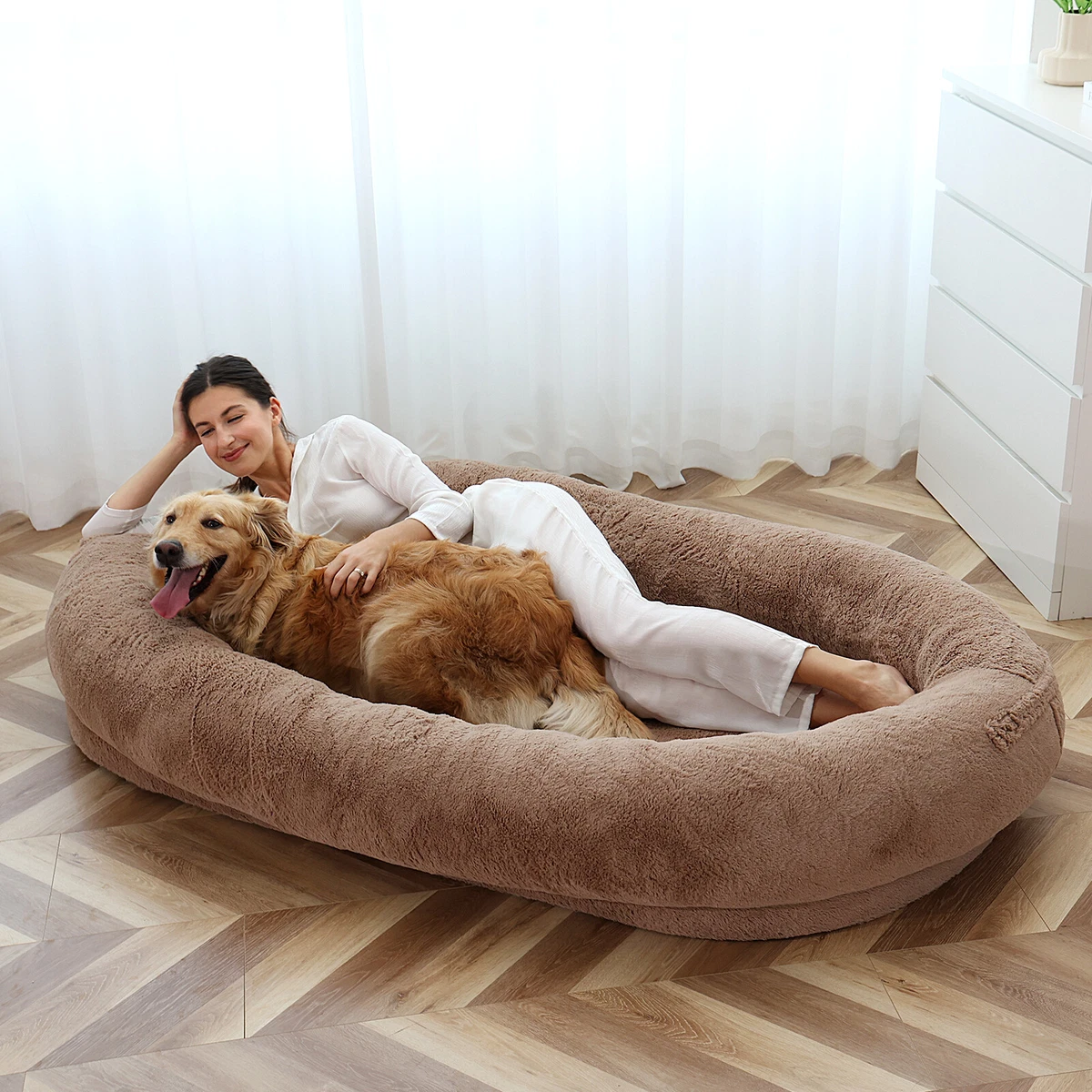 Luxury Super Large Human Dog Bed With Super Soft Pet Throw Blanket