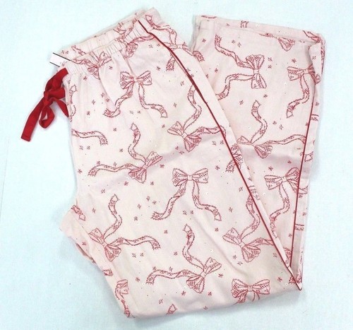 SECRET Pajama COTTON Pants Pink Red Bow 