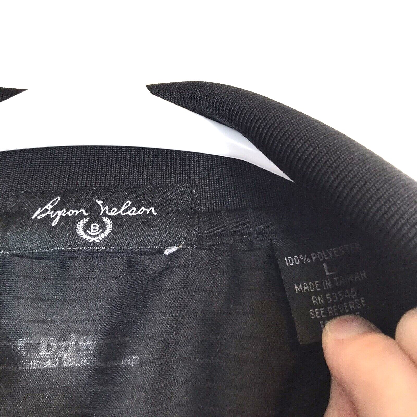 Men's Byron Nelson Basic Collared Solid Black Str… - image 2