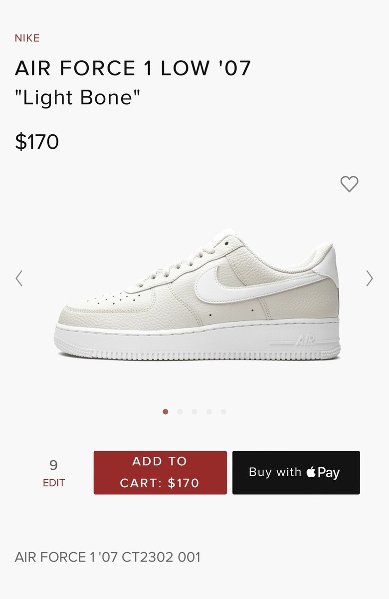 Nike Air Force 1 '07 Low Light Bone CT2302-001 Mens AF1 Shoes
