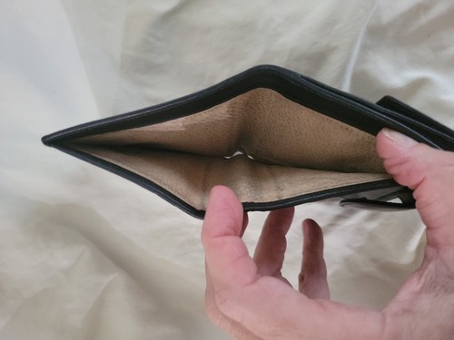 Biorgio Armani Cierre Doble Billetera Piel de Becerro Cuero Negro 8 Ranuras para Tarjetas de Crédito - Imagen 6 de 7