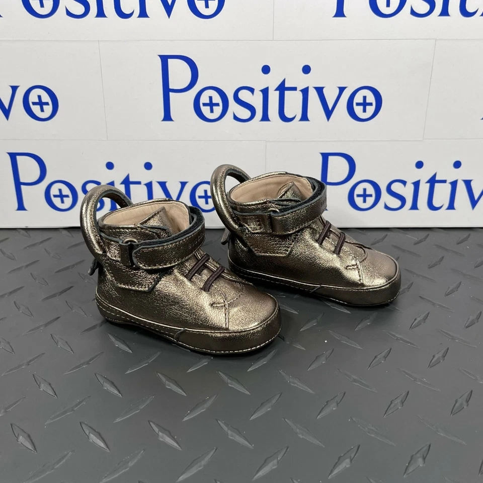 Buscemi Baby 100MM Bebé Metal Bronce Cuero Tenis EE. UU. 4 UE 19 Foto 4 de 4