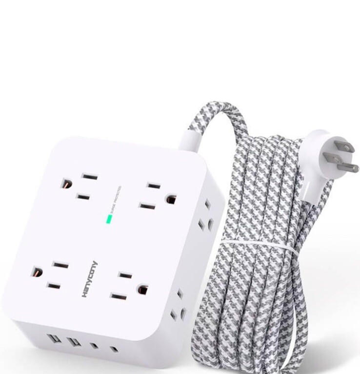 Surge Protector Power Strip, HANYCONY 8 Wide Outlets with 4 USB Charging Ports,-image