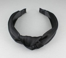 Black turban knot headband fabric covered head band grip teeth shiny shimmery