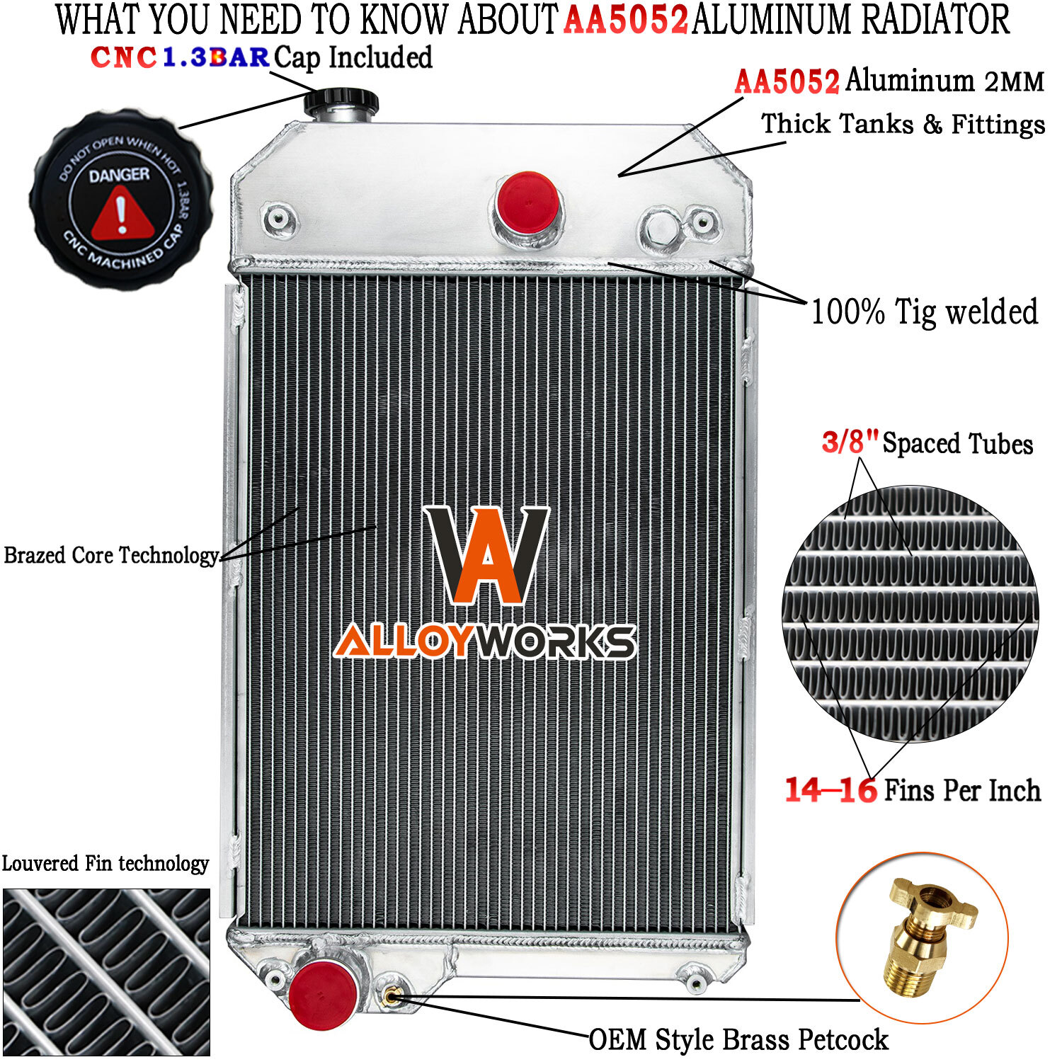 6 Row Radiator For Perkins Stationary 1104A-44 1104C-44T /CAT Perkins 416C.