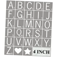 Scrabble Tile Letter Stencils - 28 Pack Scrabble Style Alphabet Stencil 4 Inch