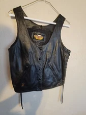 Harley Davidson Womens lace up Leather Vest MEDIUM mint perfect 