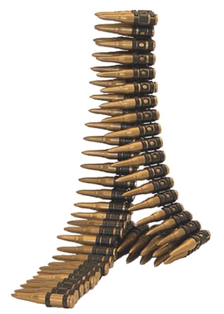 Accessorio abito elegante cintura proiettile in plastica 162 cm munizioni rotonde esercito soldato Rambo-