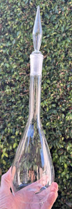 FANCY MODERNIST 16 3/4" TALL STOPPERED CLEAR GLASS DECANTER blenko GROUND GLASS