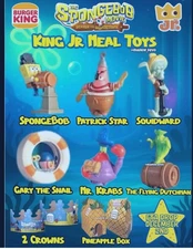 Spongebob Squarepants set Of 6 Toys Bk 2025 movie w/2 free crowns 